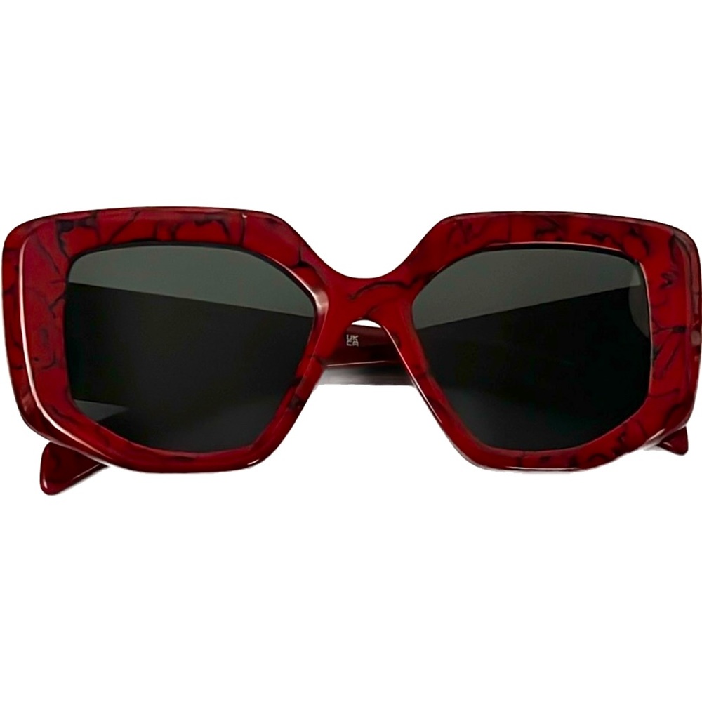 Prada Red Marble Cat Eye Symbole Sunglasses PR 14ZS - Picture 2 of 16